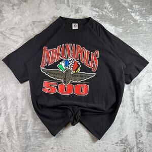 Vintage Indianapolis 500 T Shirt Mens XL Black Logo 7 Racing Indy Speedway
